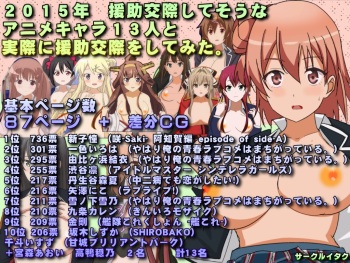 [Itaku] 2015-nen Enjokousai Shite sou na Anime Chara 13-nin to Jissai ni Enjokousai o Shitemita. (Various) cover
