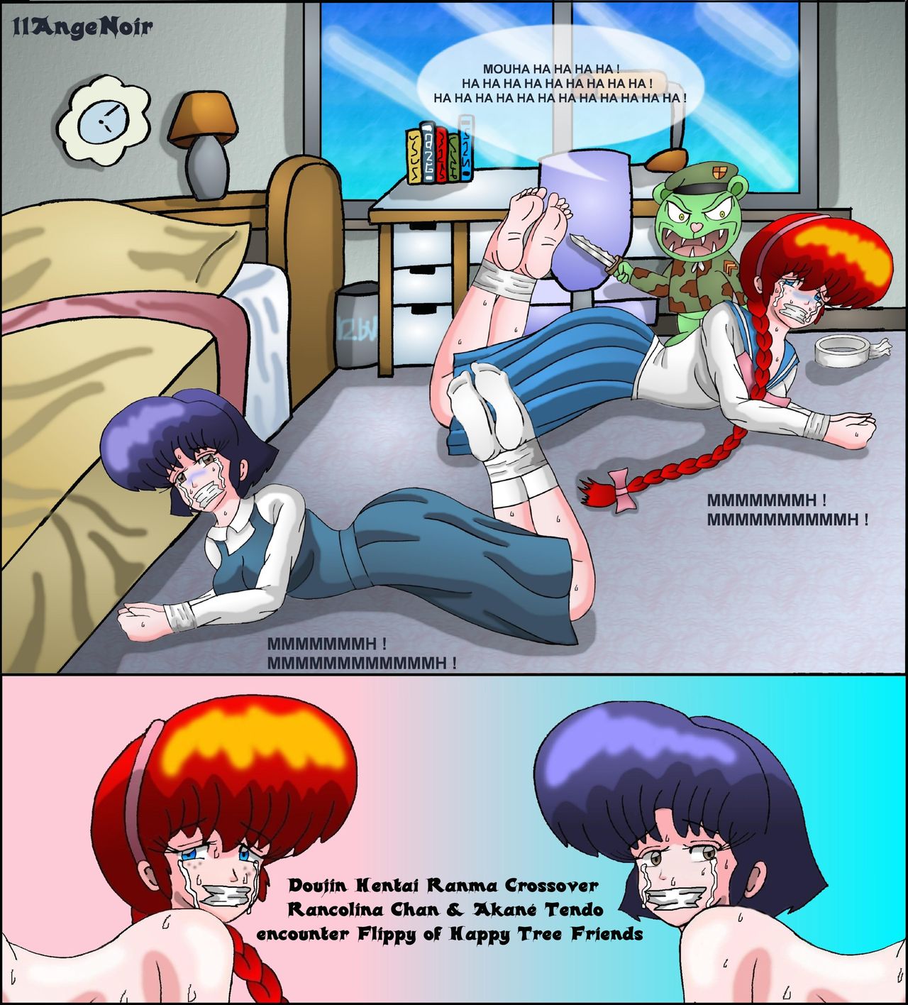 Doujin Akane Tendo & Rancolina Chan encouter Flippy Happy Tree Friends Hentai WTF Troll Pervert Humor School Girls Gore page 1 full