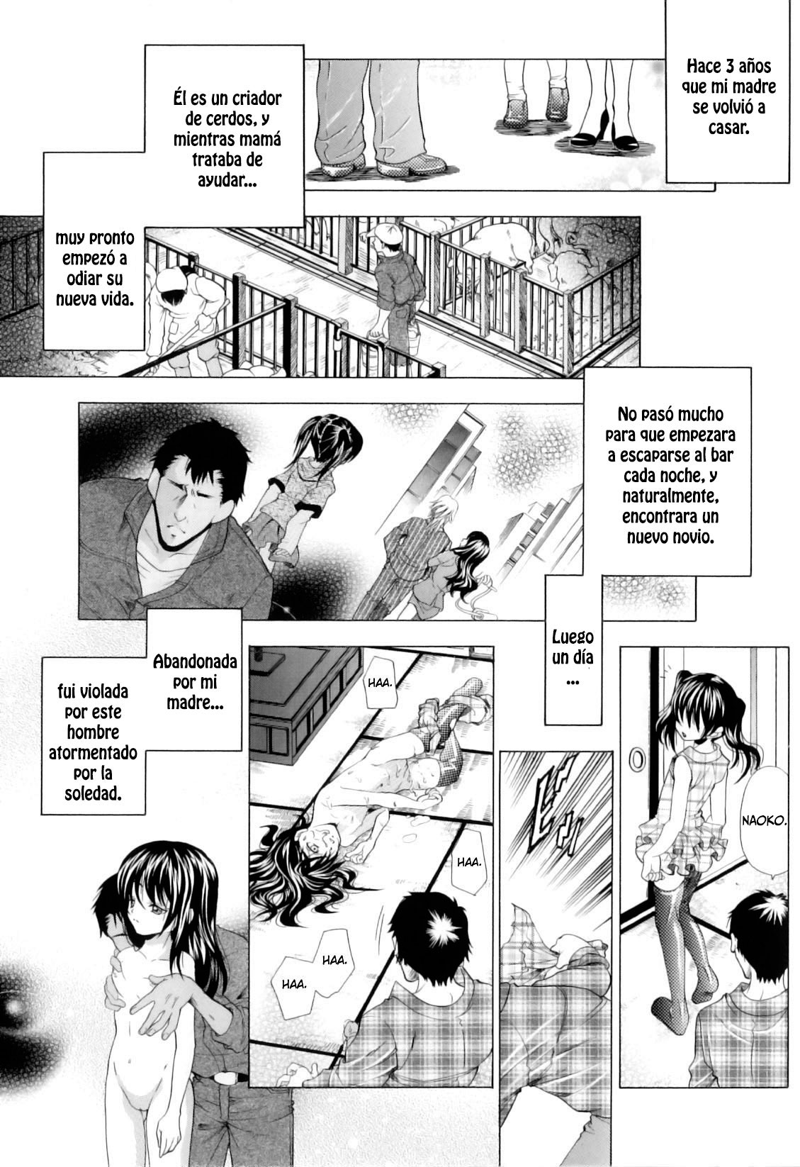 Gifu to Buta ni Okasareta Watashi | Fui violada por mi padrastro y su cerdo page 1 full