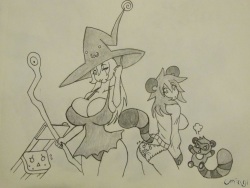 Loli the Witch and Nuki the Tanooki Girl transformation art by UnagiTakanashi