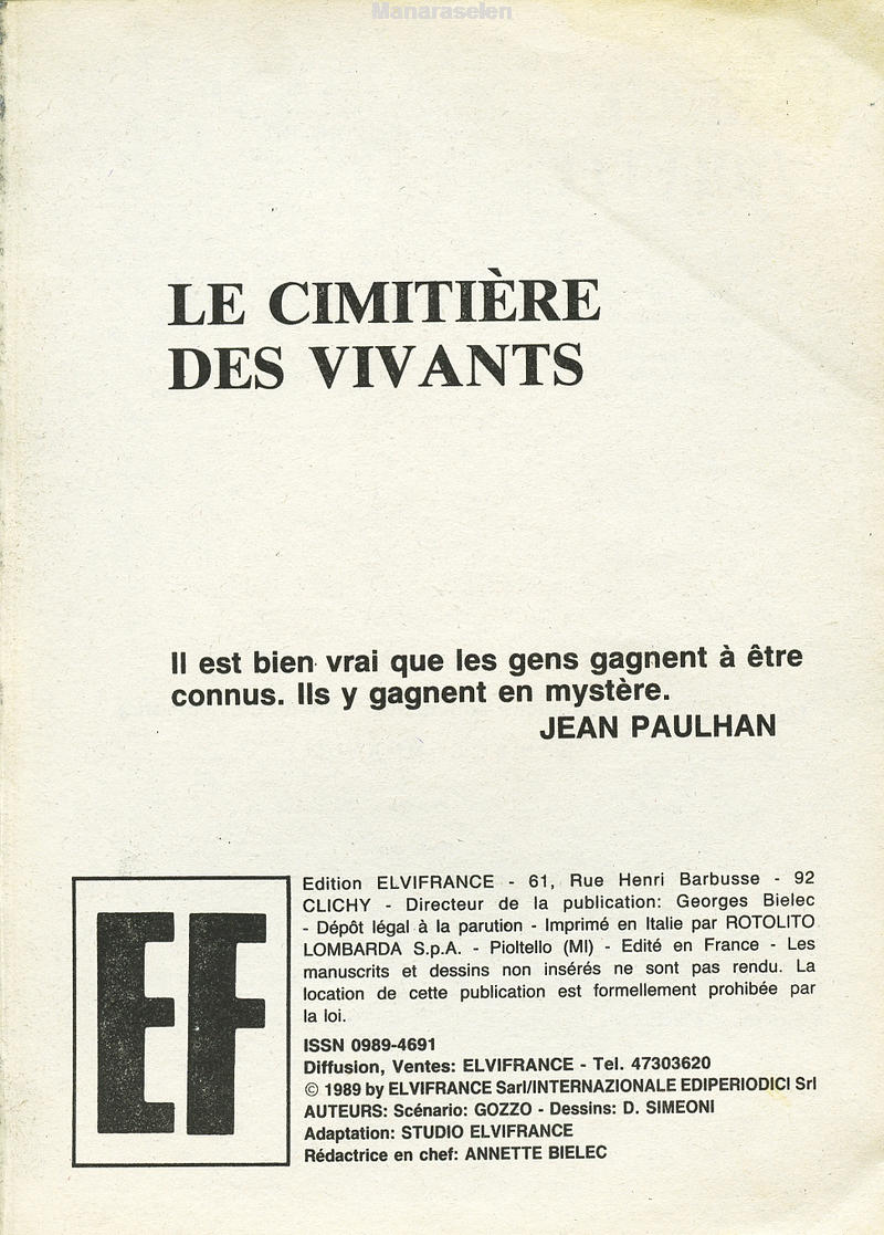 Elvifrance - Série violette - 016 - Le cimetière de vivants page 3 full