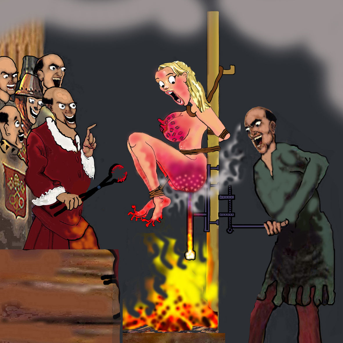Burning At The Stake Witch Hunt Fetish Torture Art page 8 full