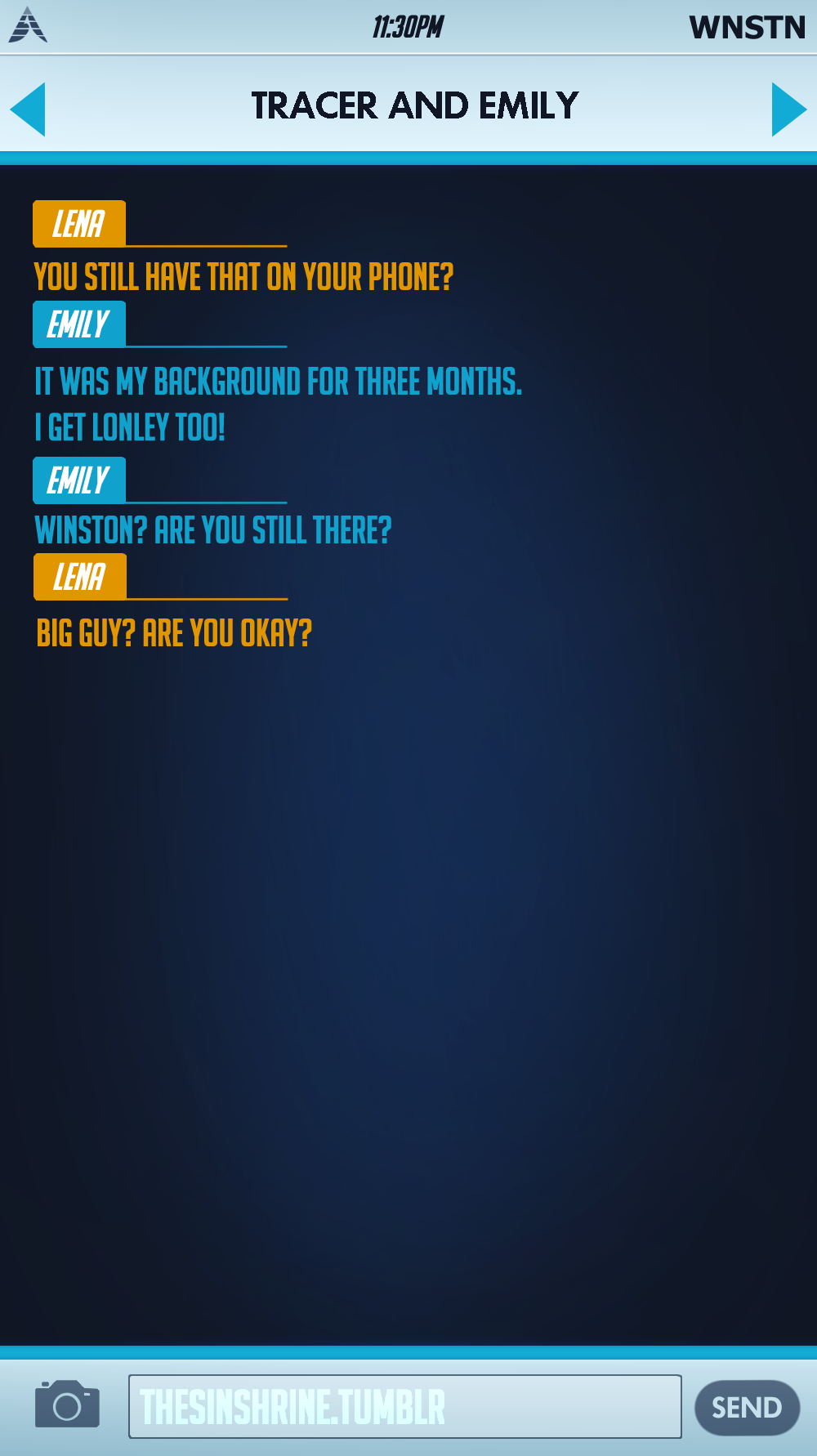 Tracer and Emily Texting Winston page 5 full