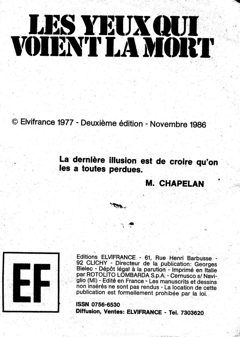 Elvifrance - Série bleu - 037 - Les yeux qui voient la mort page 3 full