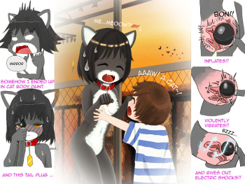 [Shinshi Zaibatsu] zenra ni neko no body paint! anal shippo de kyousei onanie- | I'm totally naked in a cat body paint! And I'm forced to masturbate with a cat tail plug! [English] cover