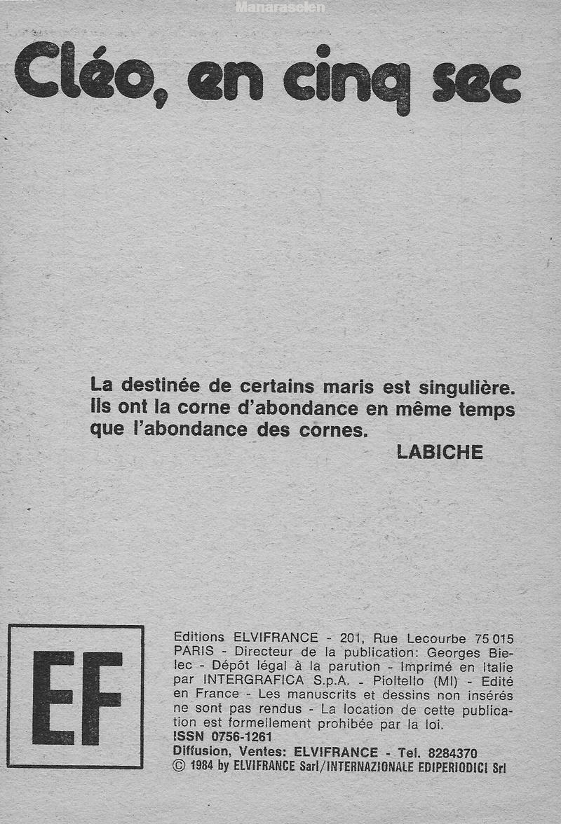 Elvifrance - Les cornards - 033 - Cléo, en cinq sec page 3 full