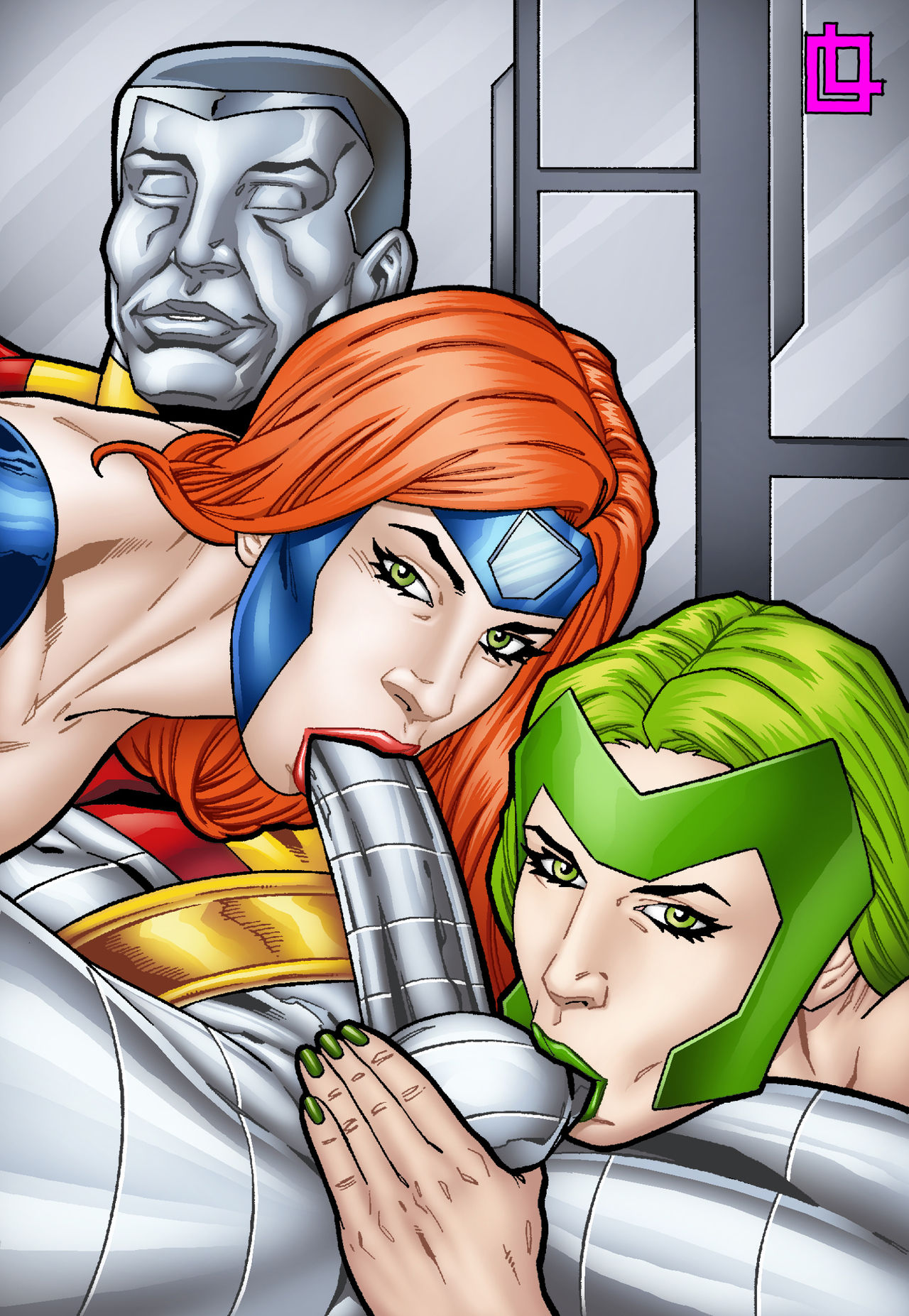 Jean Grey joins Lorna Dane and Colossus for threesome. page 3 full