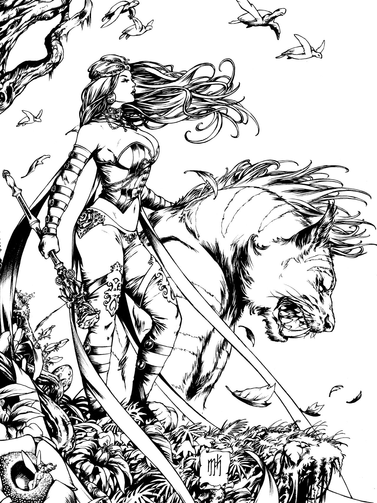 Grimm Fairy Tales Adult Coloring Book page 12 full