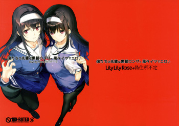 (COMIC1☆11) [LilyLilyRose, Nise-Jyuusyofutei (Mibu Natsuki, Nakamura Takeshi)] Boku-tachi no Senpai wa Kurokami Long x Kuro Tights de Eroi (Saenai Heroine no Sodatekata) cover