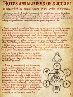 Notes and Musings on Succubi
