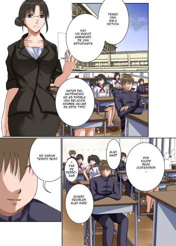 [Shimizuan] Teisou Kannen no Tsuyoi Misoji, Shojo no Jimi na Sensei o Jikan Teishichuu ni Nando mo Okashiteitara Ninshin Shichatta! [Spanish] [serres] cover